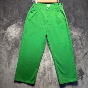 Shiny By Nature Jeans Womens XS Green St Patricks Denim Wide Leg High Rise